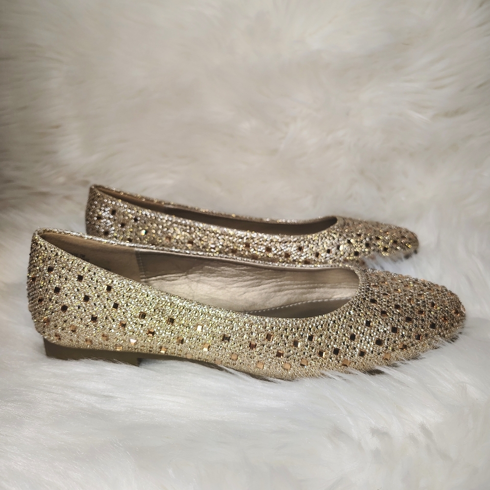Hot Cakes Gold Jeweled Rhinestone Flats - Picture 10 of 10